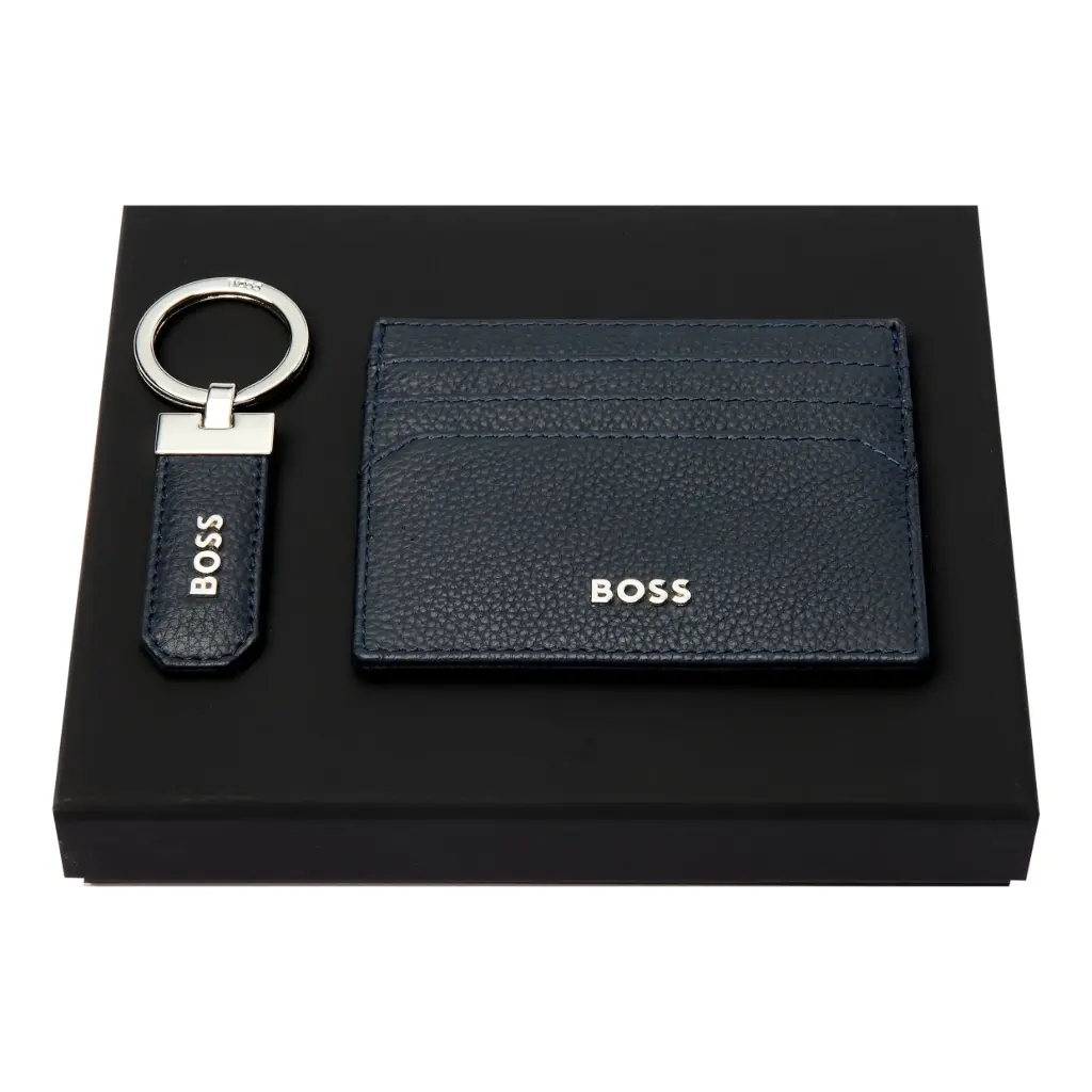 Parure Classic Grained Navy (porte-clefs & porte-cartes)